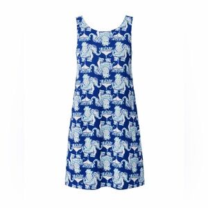 Lilly Pulitzer Kristen Swing Dress Deep Indigo Joy Ride Elephant XS